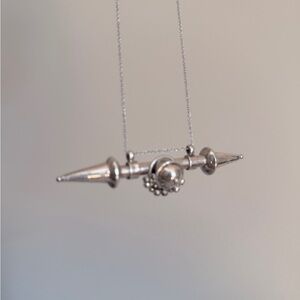 Silver Geometric Pendant Necklace with hidden compartment